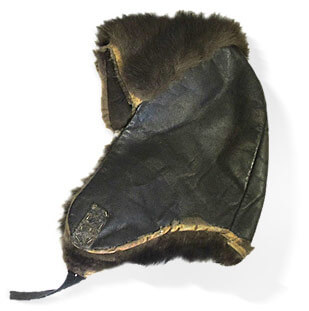 Fur and leather pilot hat